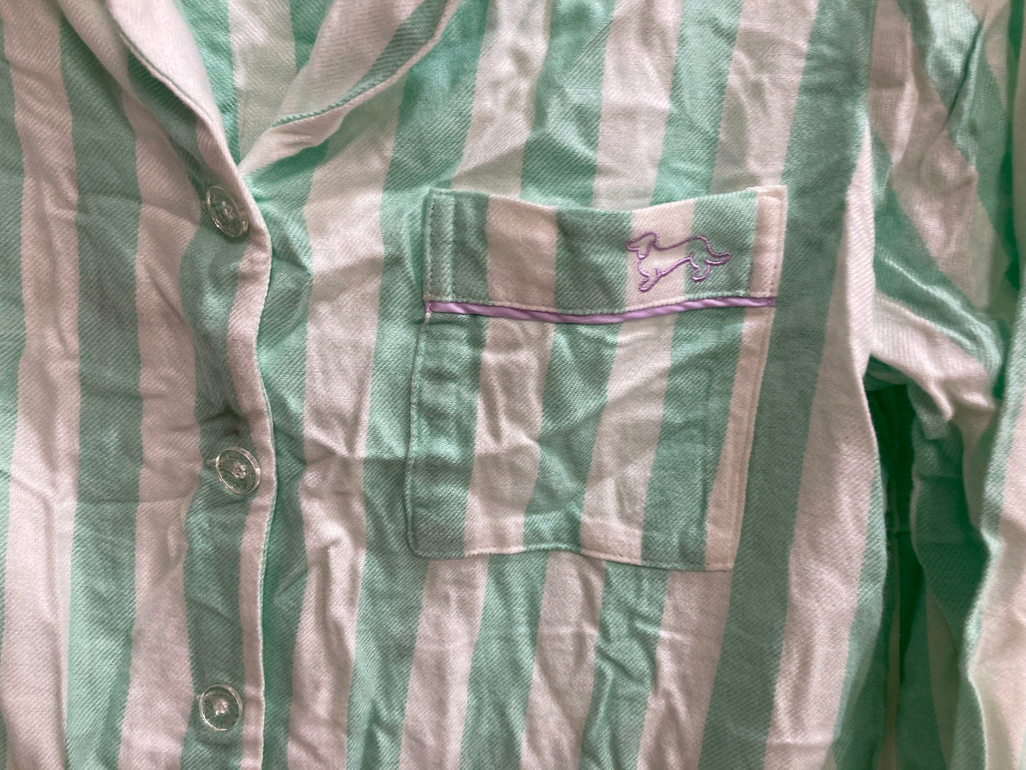 Peter Alexander Button Up Pyjama Top Mint Stripes Ladies Sz S NEW