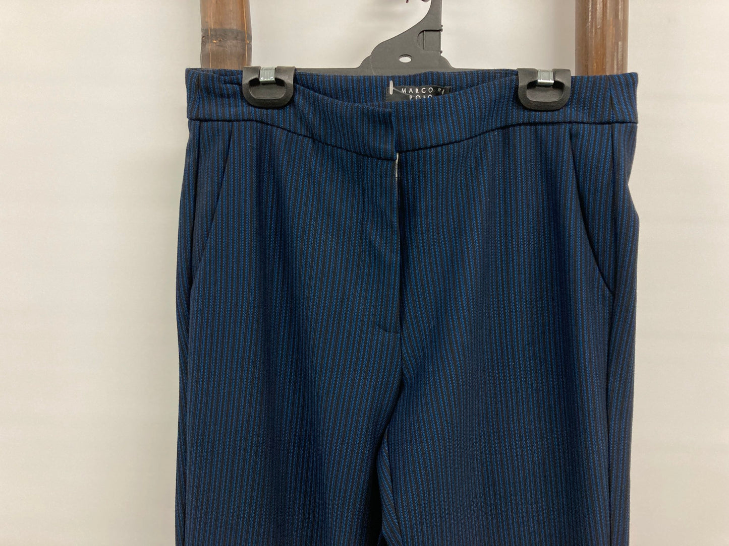 Marco Pollo Line Patterned Leg Blue/Black Pants Ladies Sz 10 NEW