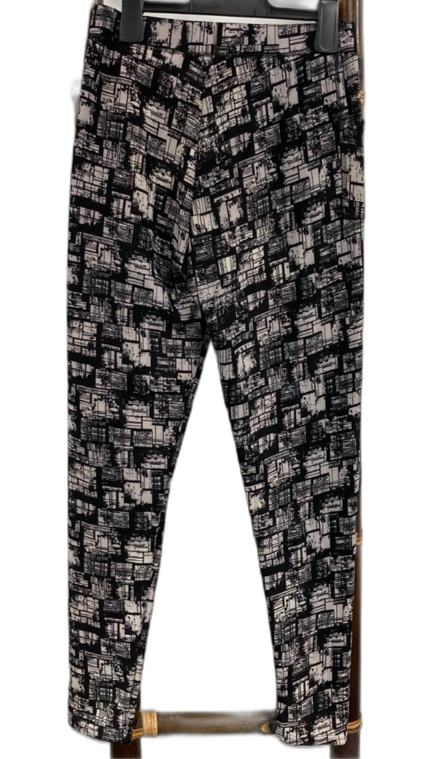 Lille Fleece Lined Geo-Patterned Fitted Leggings Black Ladies Sz M NEW