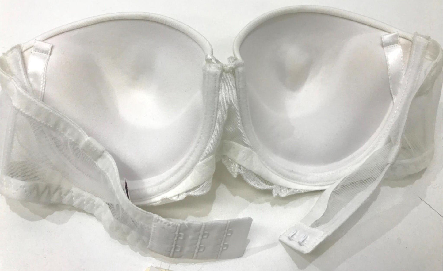 Ambra Sheer Underwire Flower Hard Cup Bra Lingerie Set White Sz 10 NEW