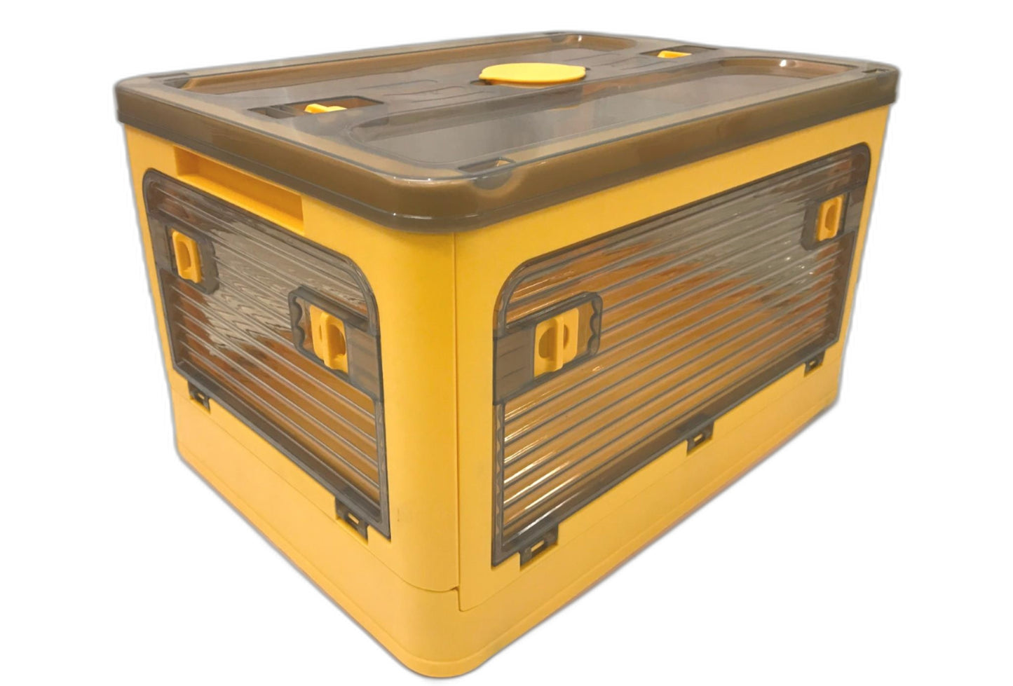 Four Panel Stackable Collapsable Plastic Storage Crate/Box Yellow**Unsealed NEW