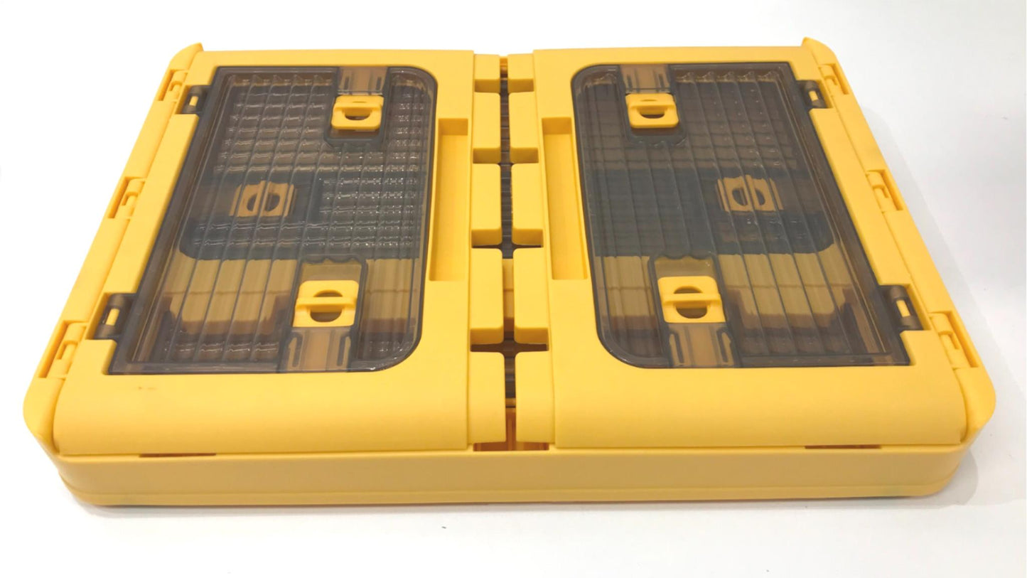 Stackable Four Panel Collapsable Yellow Plastic Storage Crate Boxes 39X27Cm NEW