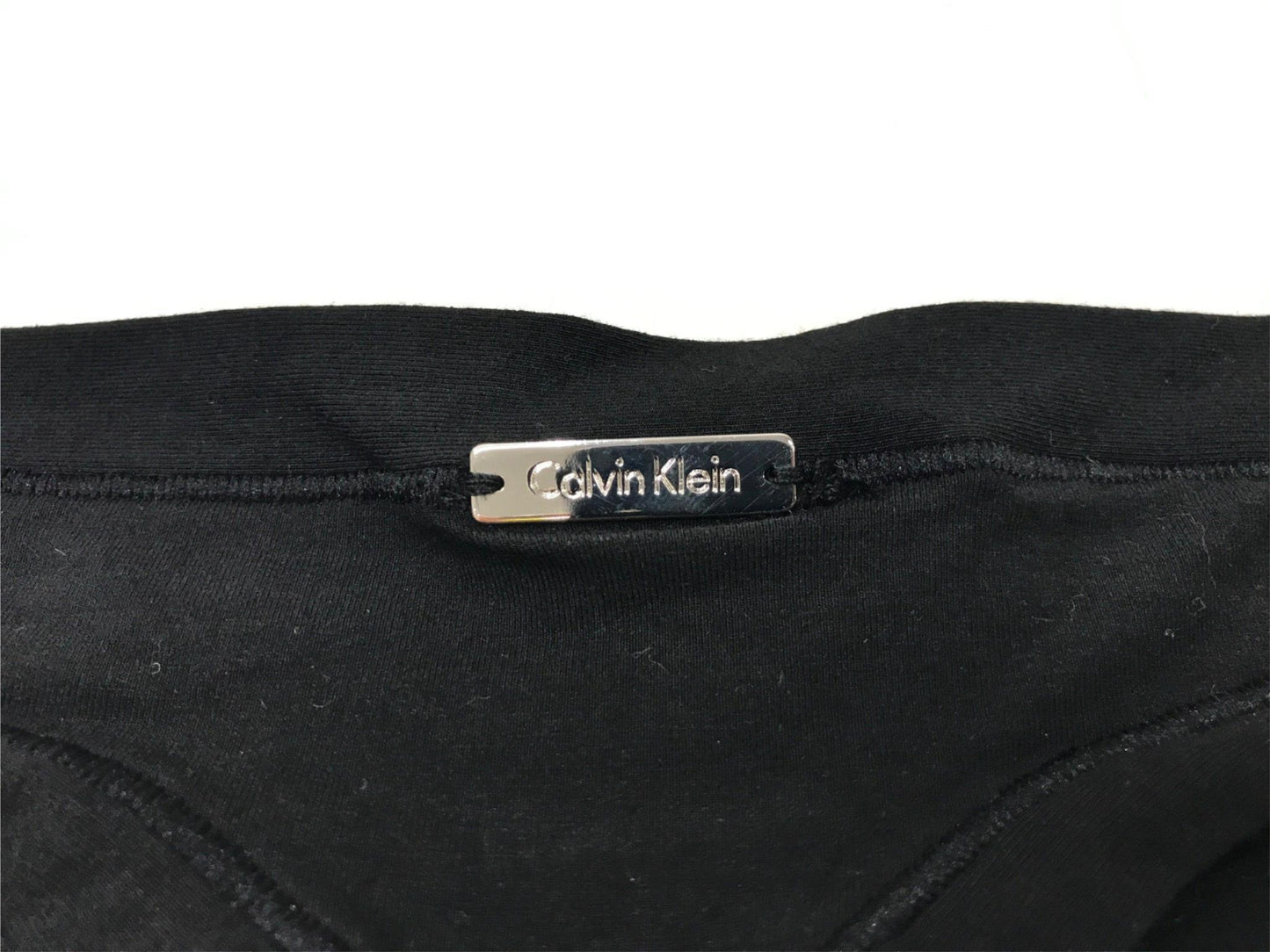 Calvin Klein Luxe Plain Thong Underwear Black Ladies Sz Large NEW