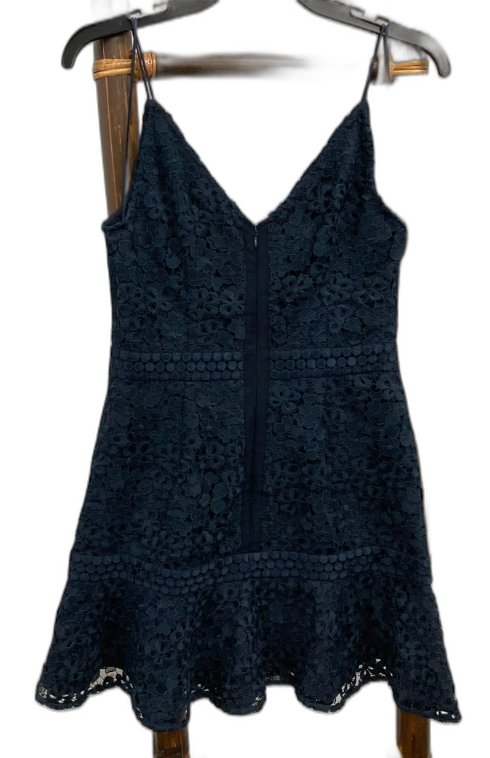 Keepsake Floral Lace-Pattern Strappy Dress Navy Ladies Sz M