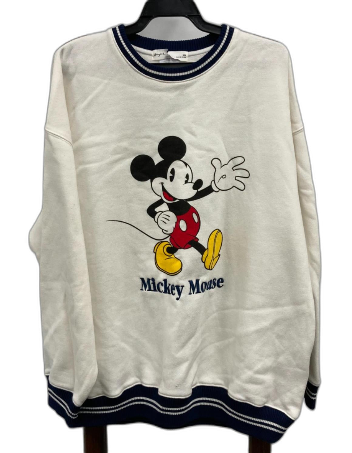 Disney Mickey Mouse Embroided Sweatshirt White Ladies Sz M *Notags NEW