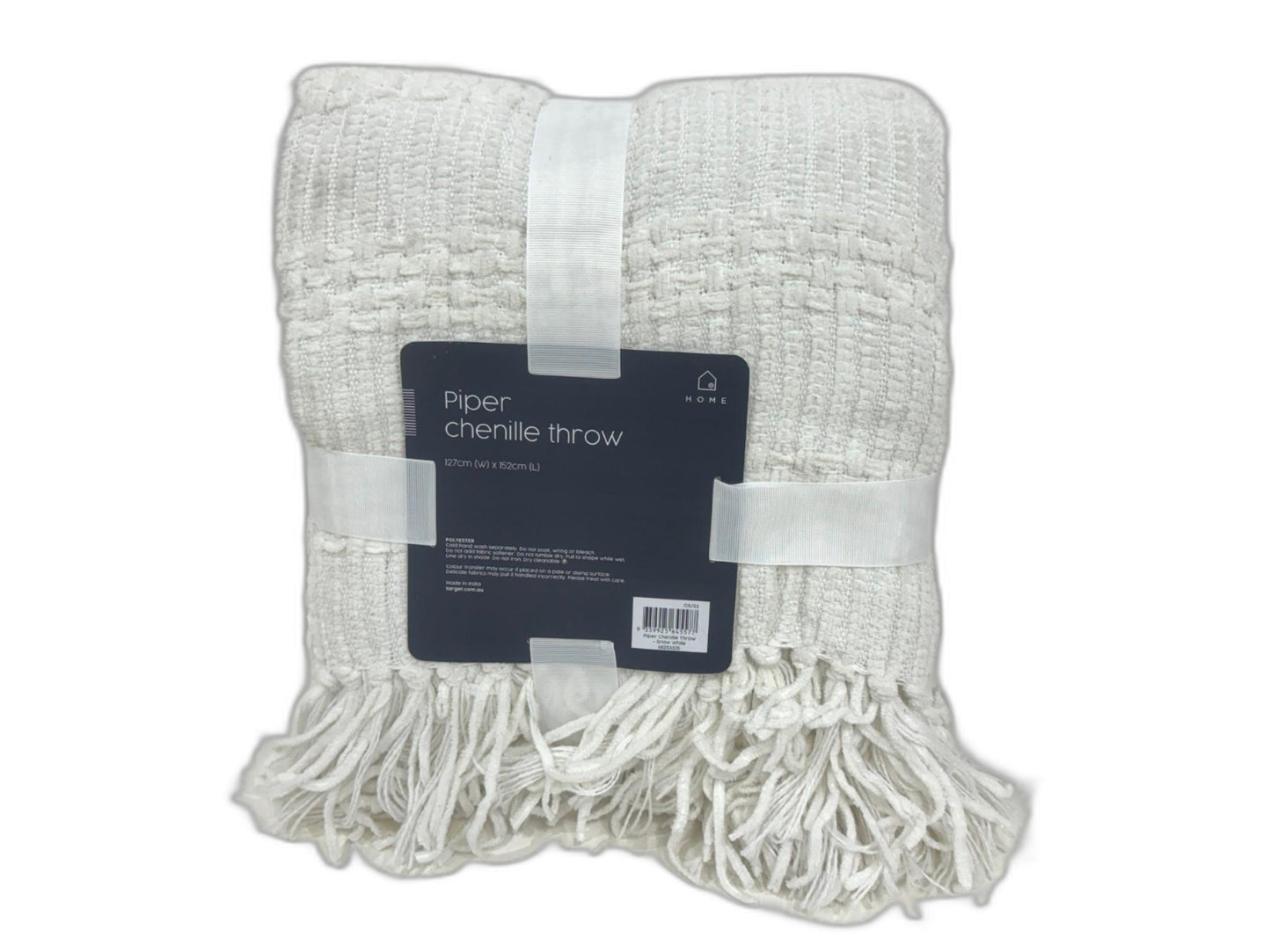 Target Home Fringed Edged Textured Piper Chenille White 127X152Cm NEW