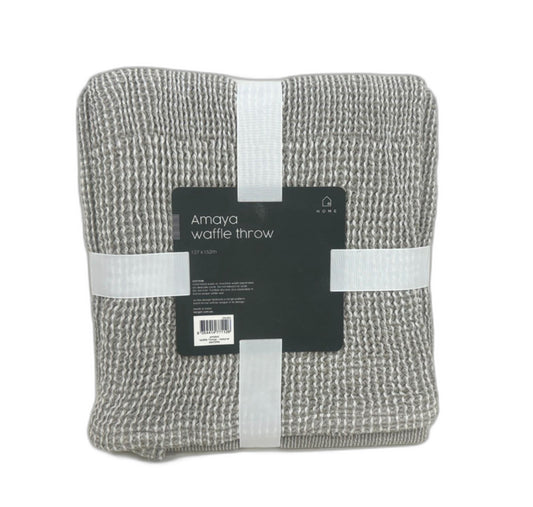 Target Home 100% Cotton Amaya Waffle Throw -Natural/Grey 1.27 X1.52M NEW