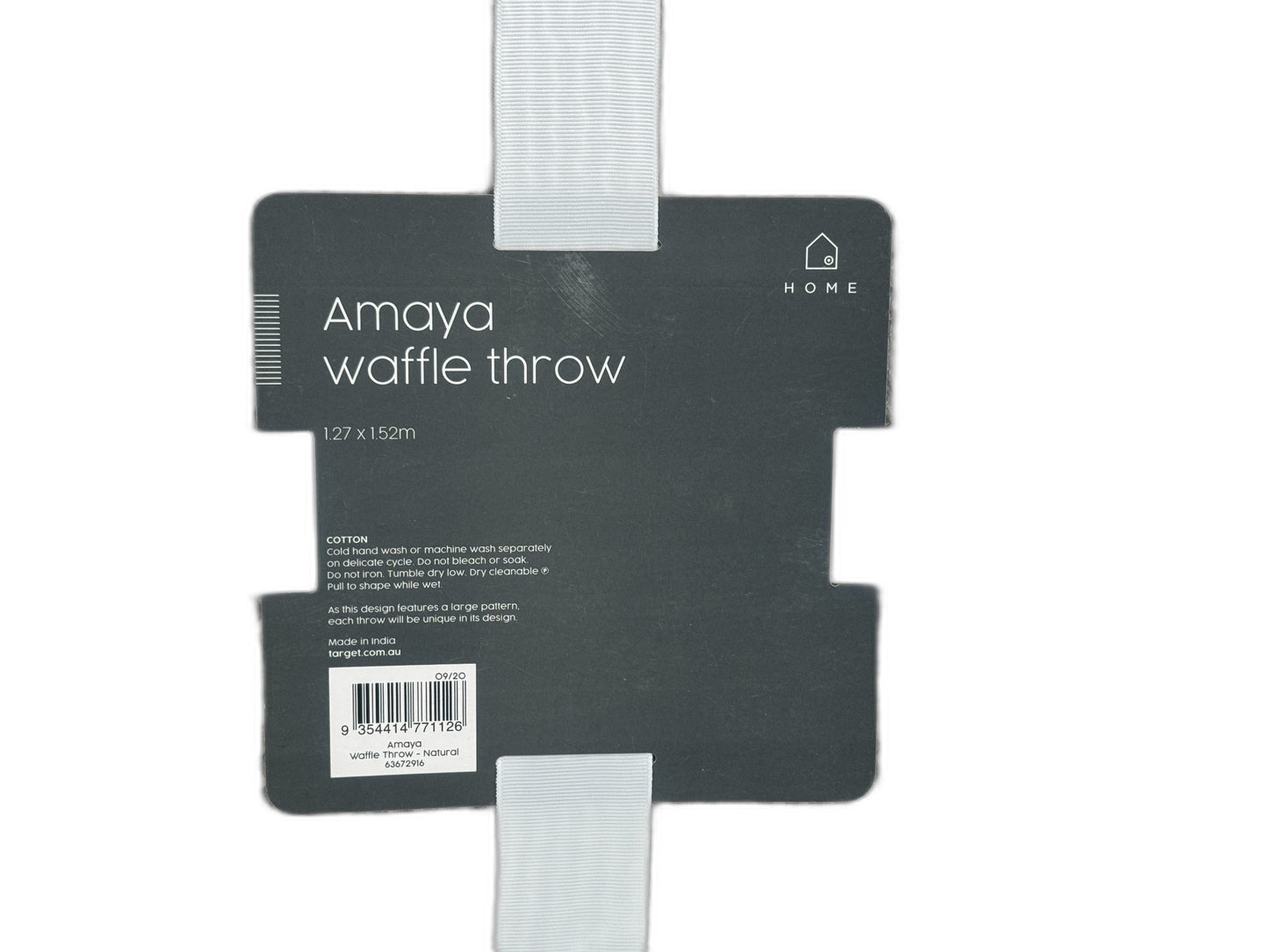 Target Home 100% Cotton Amaya Waffle Throw -Natural/Grey 1.27 X1.52M NEW