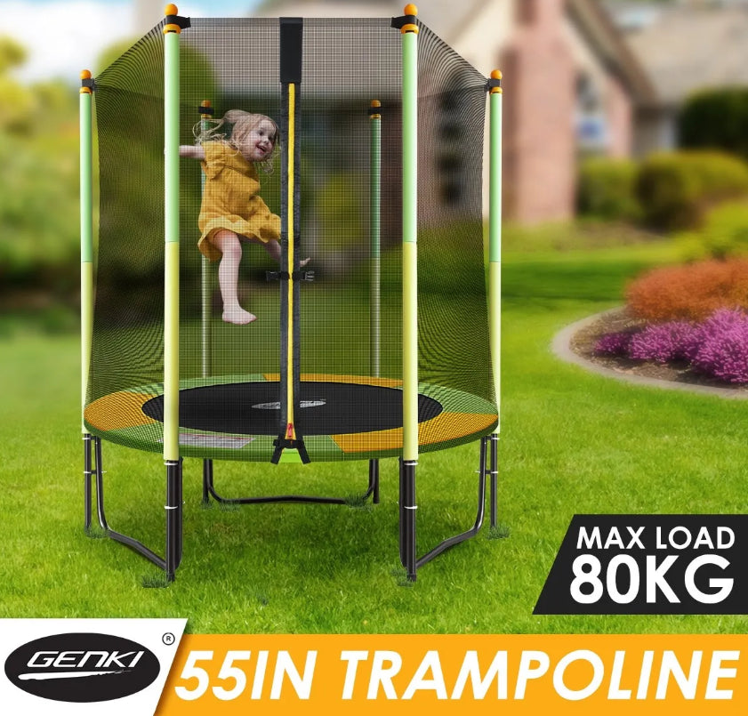 Genki 55" Kids Mini Trampoline Indoor Outdoor Rebounder W/Safety Net NEW