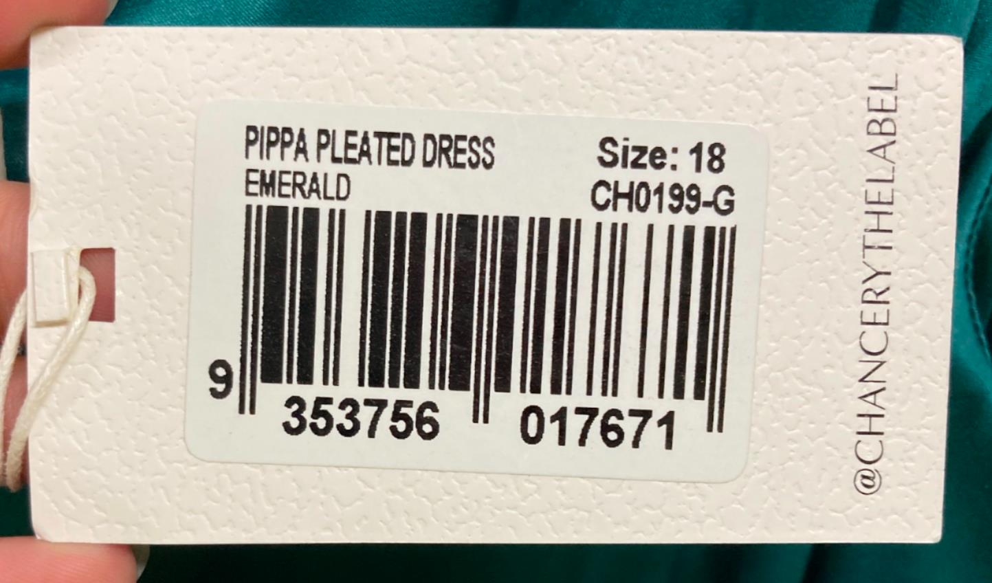 Chancery Pippa Pleated String Strap Dress Emerald Green Ladies Sz 18 NEW