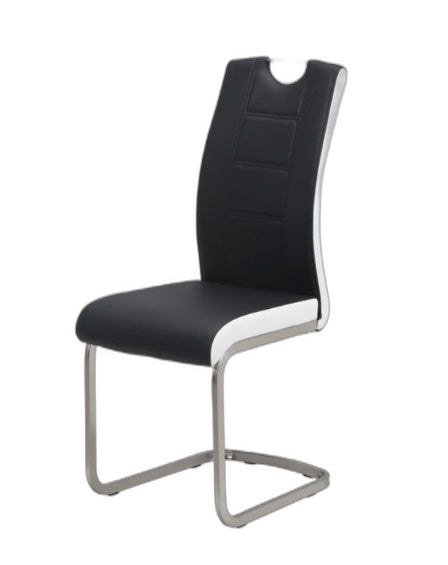 Set Of 2 Vetro Black&White Eco Leather Liam Dining Chair 43X59X100Cm NEW