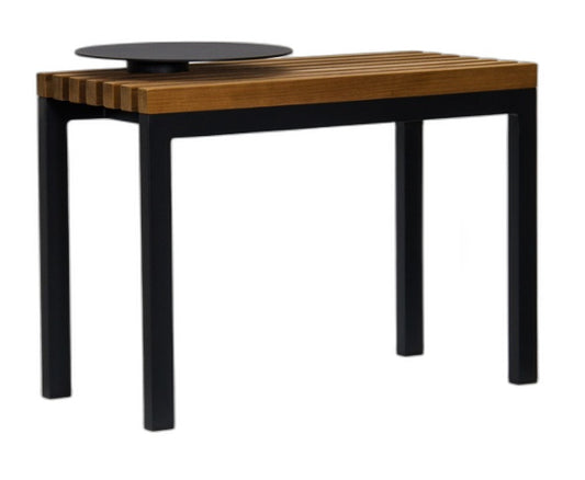 Satara Natural Teak/Black Steel Leg Male Side Table 74 X 36 X 55Cm NEW