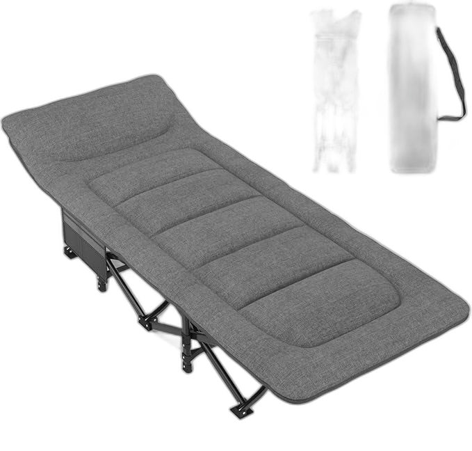 Atorpok Portable Folding Camping Cot W/ Pocket Grey NEW