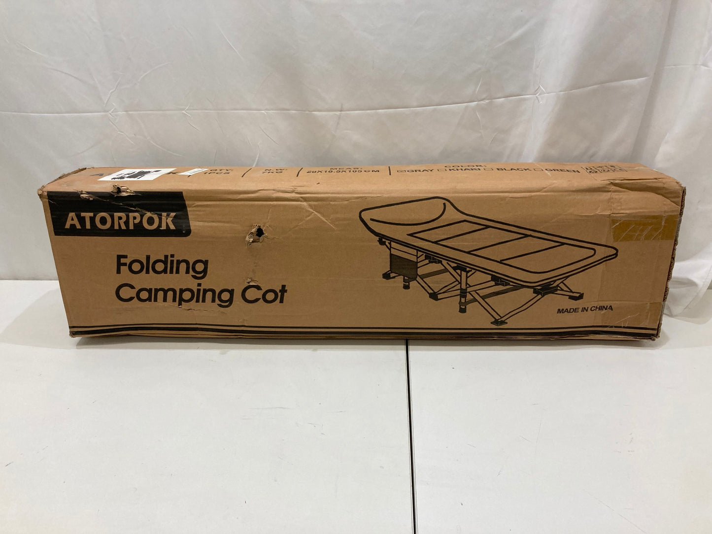 Atorpok Portable Folding Camping Cot W/ Pocket Grey NEW