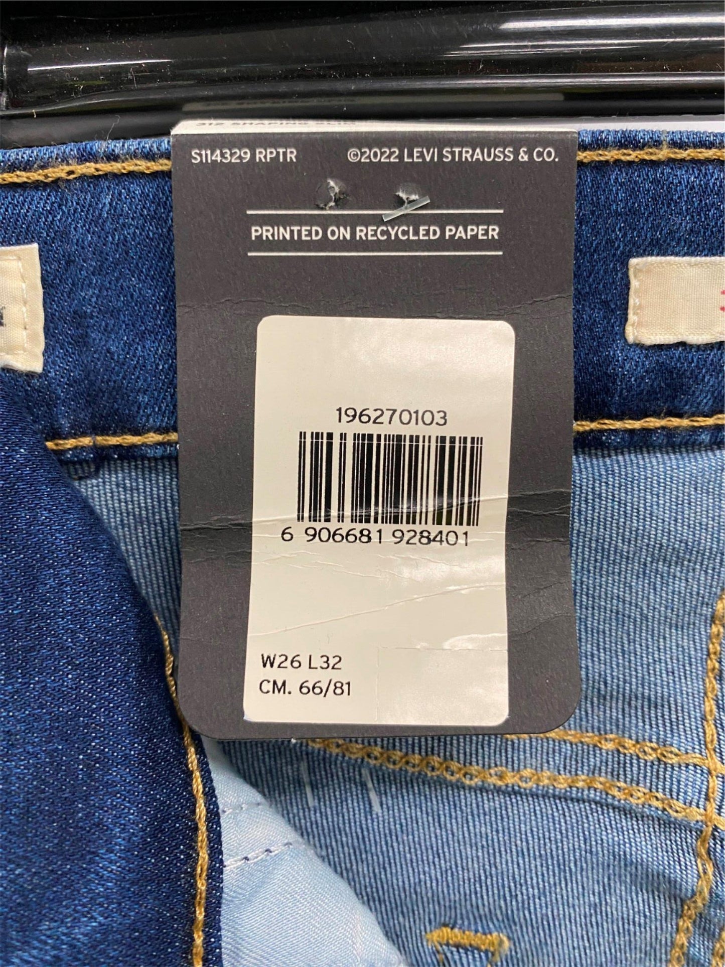 Levi'S 312 Shaping Slim Mid Rise Blue Jeans Ladies Sz 26 32 NEW