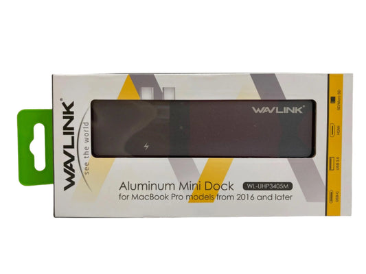 Wavlink Aluminum Mini Dock For Macbook Pro 2016+ Usb-C 3.0 Hub Black NEW