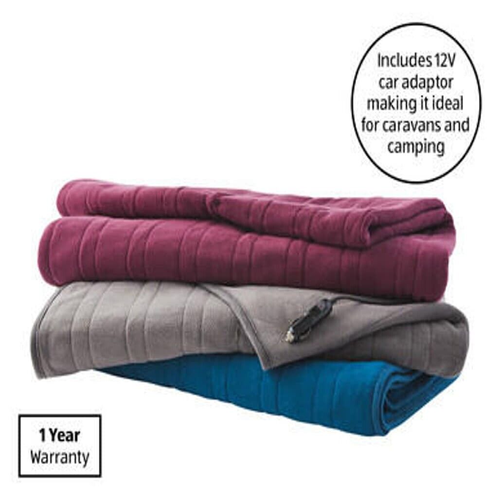 Oxford Square Soft Poly- Fleece Travel Heated Teal Blanket 12V 1500Mm X 1100M NEW