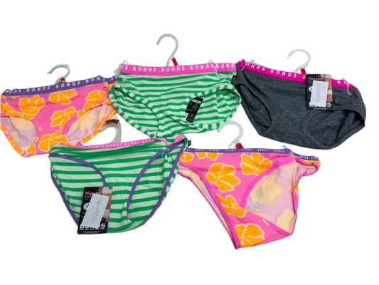 Bulk Lot 5 Pairs Bonds Underwear -Multicoloured Ladies Adult Size 12 NEW