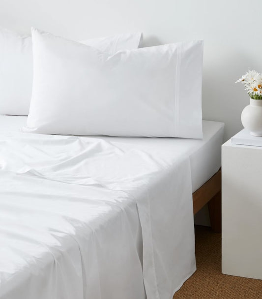 Target Bright White Egyptian Cotton Fitted Sheet Set Inc 2 P/Cases QUEEN Bed NEW
