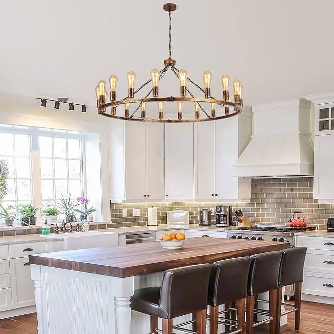 Jaycomey 20-Light Chandeliers Farmhouse Adjustable Chandelier,Bronze, DEMO
