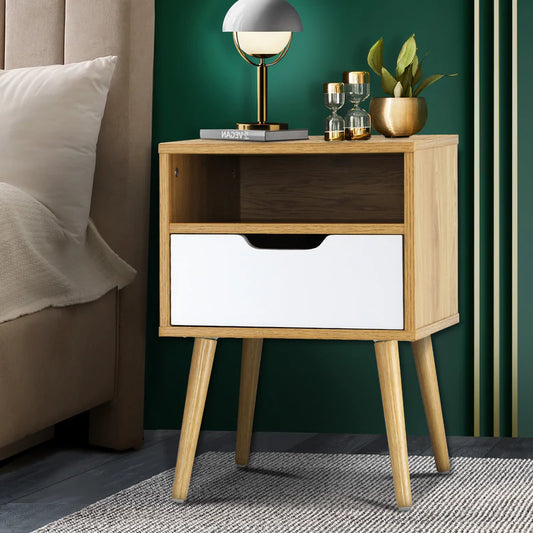 Oikiture Bedside Table Nightstand Storage Cabinet Bedroom NEW