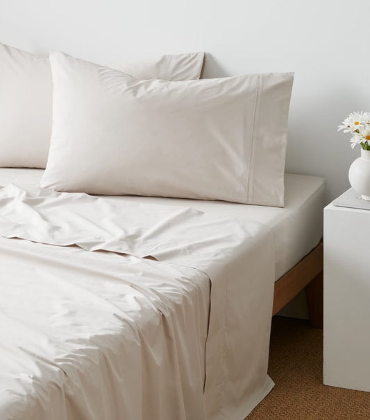 Target Latte Cement Egyptian Cotton Fitted Sheet Set Inc 2 P/Cases QUEEN NEW