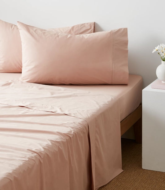 Target Home Dusty Clay Peach Egyptian Cotton Fitted Sheet Set QUEEN Bed NEW
