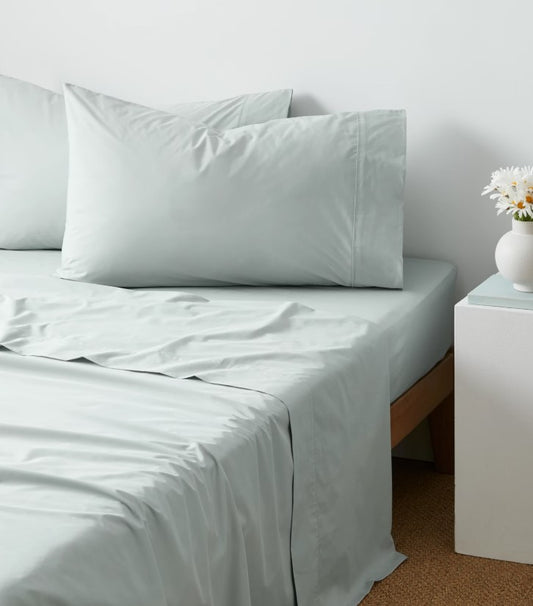 Target Eucalypt Green Egyptian Cotton Fitted Sheet Set Inc 2 P/Cases QUEEN NEW
