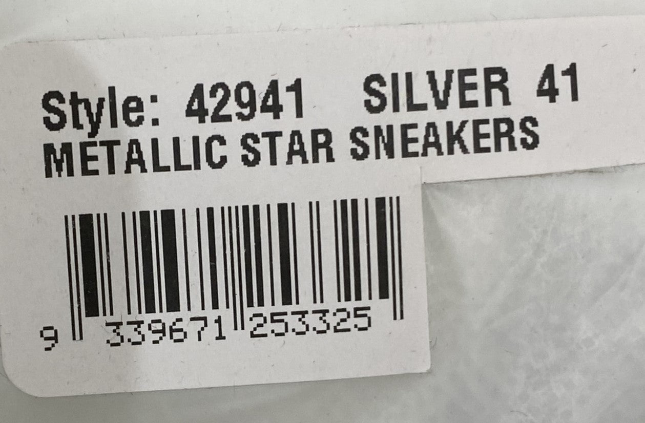 Threadz Silver Metallic Star White Sneakers Ladies Various Sizes NEW