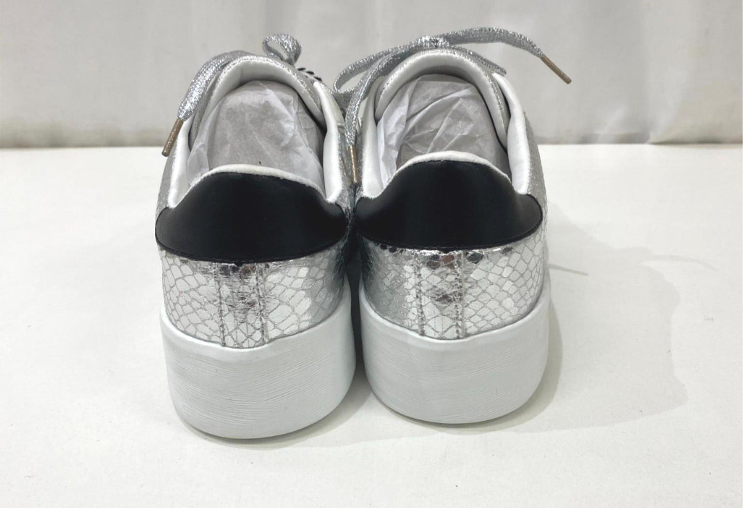 Threadz Silver Metallic Star White Sneakers Ladies Various Sizes NEW