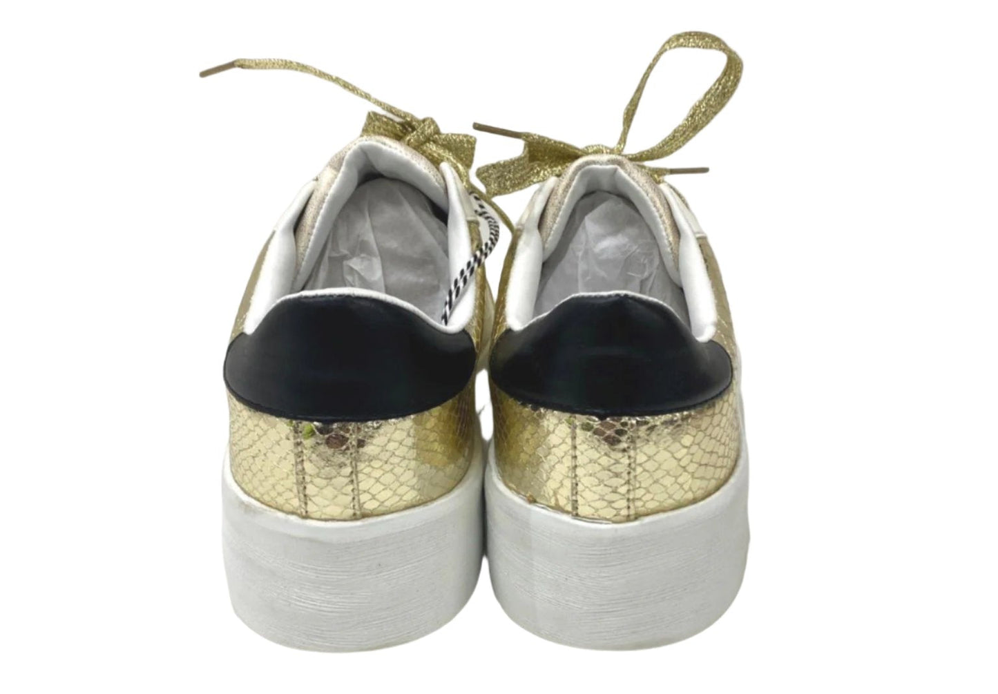 Threadz Gold Metallic Star White Sneakers Ladies Various Sizes NEW