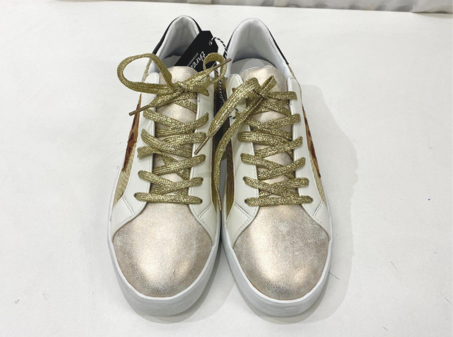 Threadz Gold Metallic Star White Sneakers Ladies Various Sizes NEW