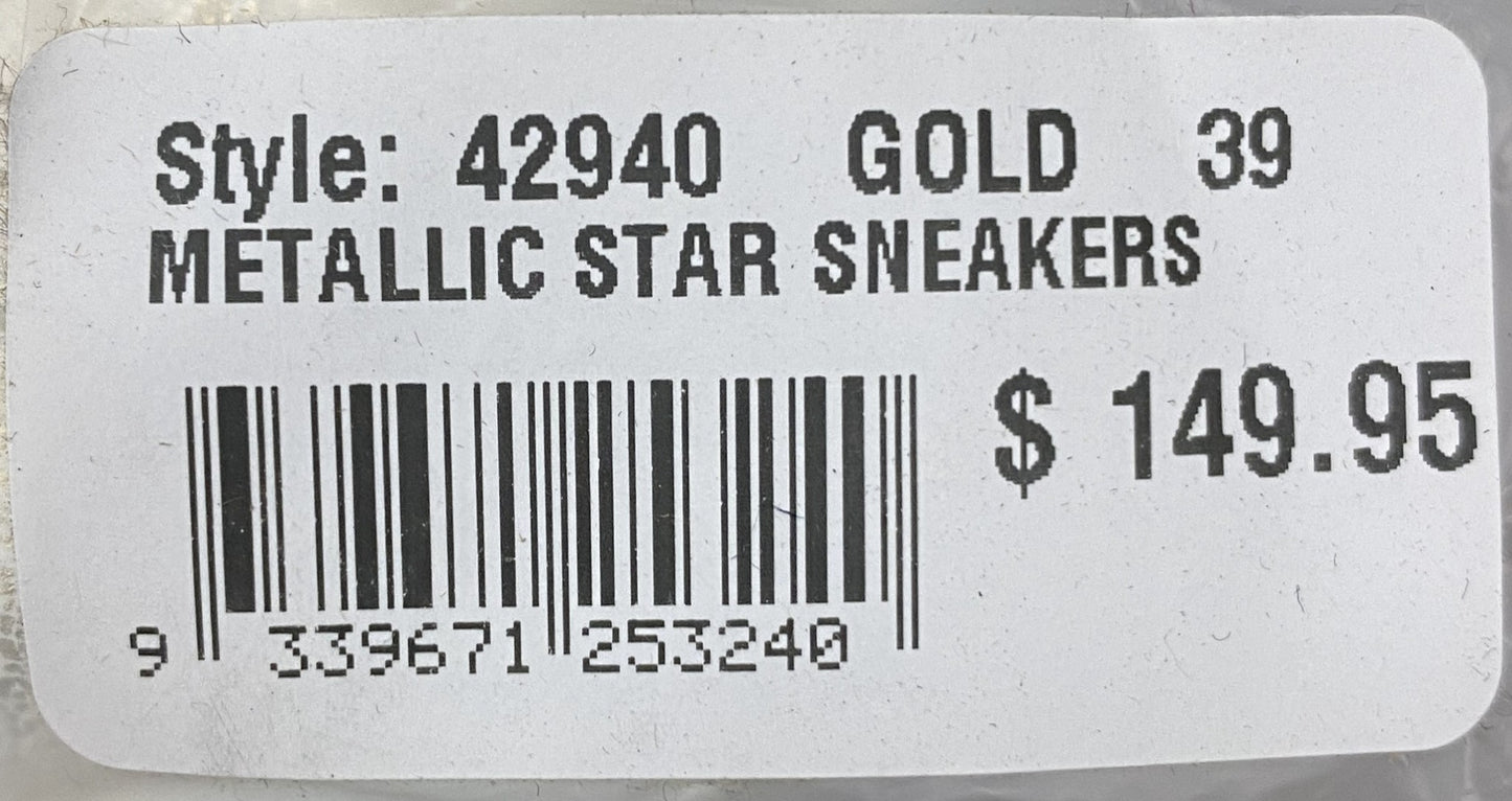 Threadz Gold Metallic Star White Sneakers Ladies Various Sizes NEW