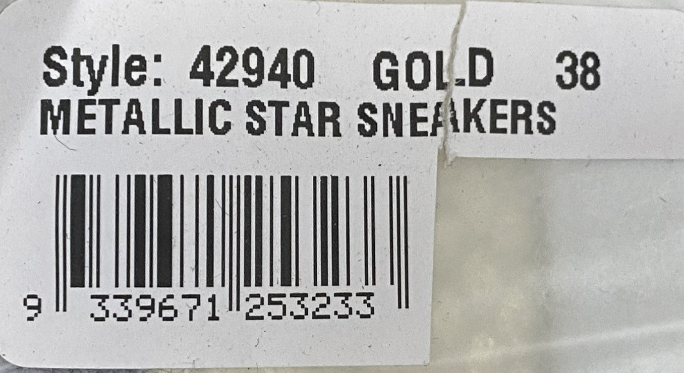 Threadz Gold Metallic Star White Sneakers Ladies Various Sizes NEW