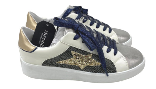 Threadz Blk,Gld,Silv Metallic Star Sneakers Ladies Various Sizes NEW