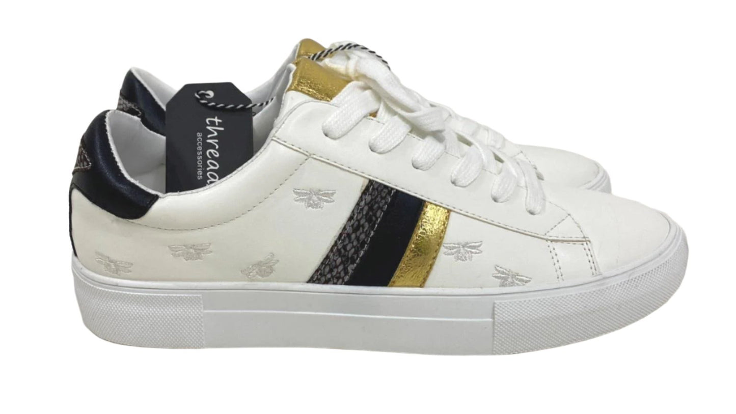 Threadz Blk,Gld,Silv Striped Bug Sneakers Ladies Various Sizes NEW