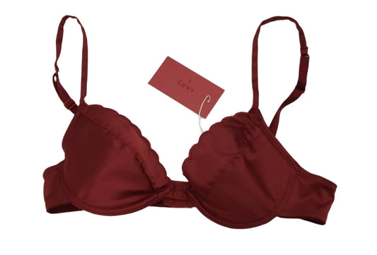 Faber Couture Padded Underwire Bra Red Scalloped Edge Detail Xs/32B NEW