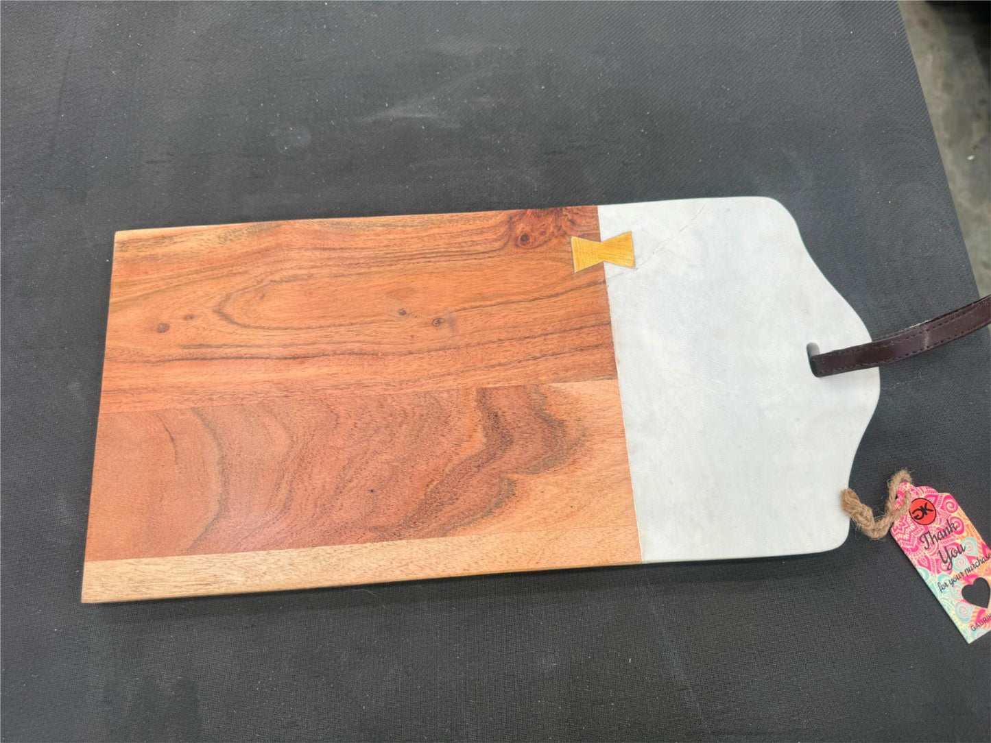 Gauri Kohli Handcrafted Marble & Timber Rectangle Cheese Board NEW