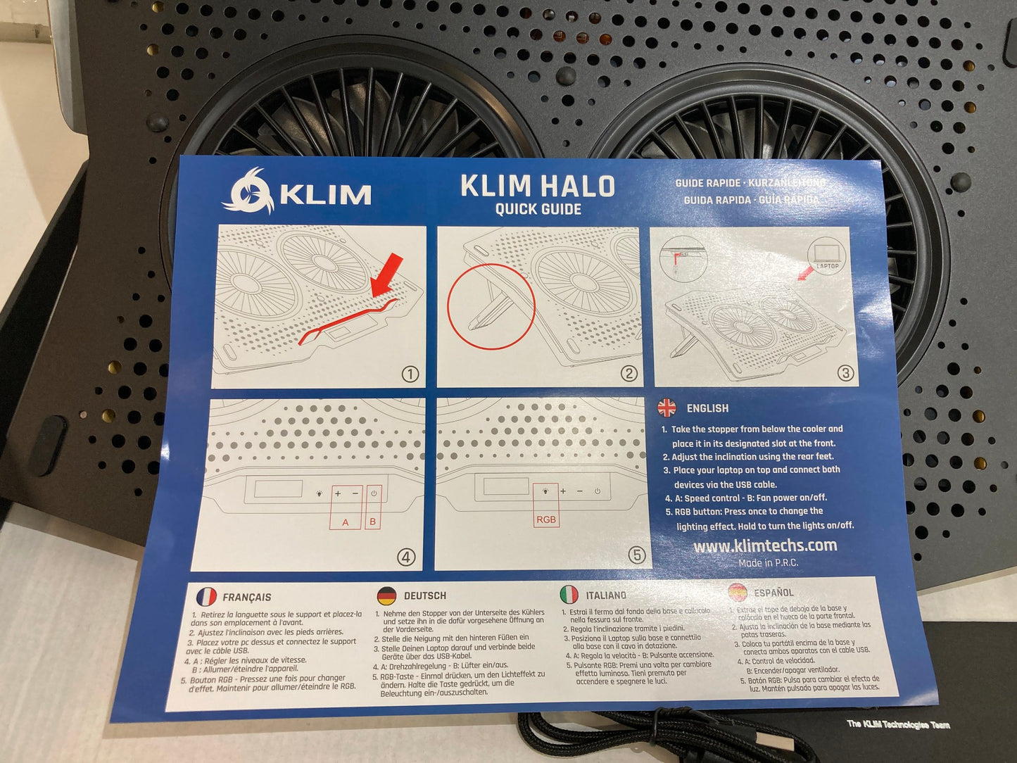 Klim Halo + Laptop Cooling Stand With Rgb Backlighting Cooler NEW