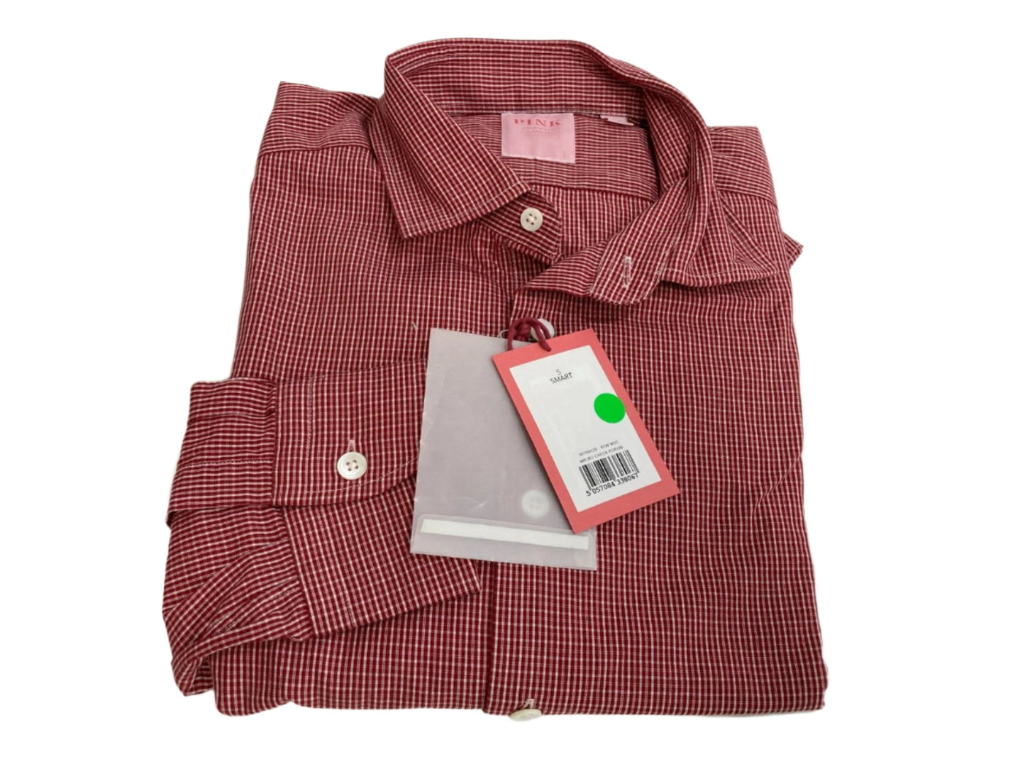 Thomas Pink Weekend 100% Cotton Shirt Micro Red/White Check Men Sz S NEW