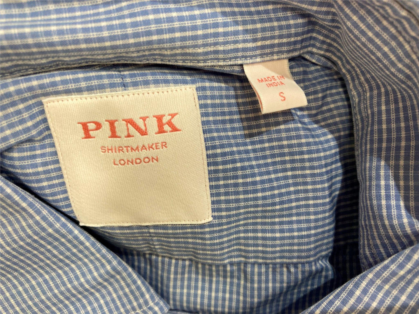 Thomas Pink Weekend 100% Cotton Shirt Micro Blue Checks Men Sz S NEW