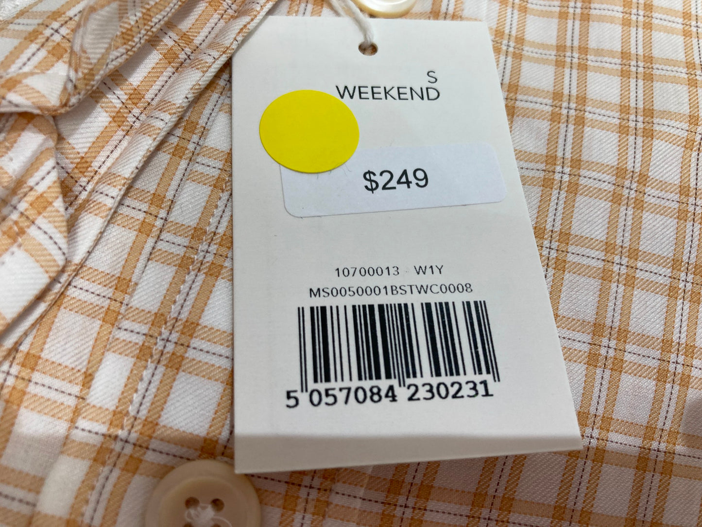 Thomas Pink Weekend 100% Cotton Shirt Sand Checks W/ White Men Sz S NEW