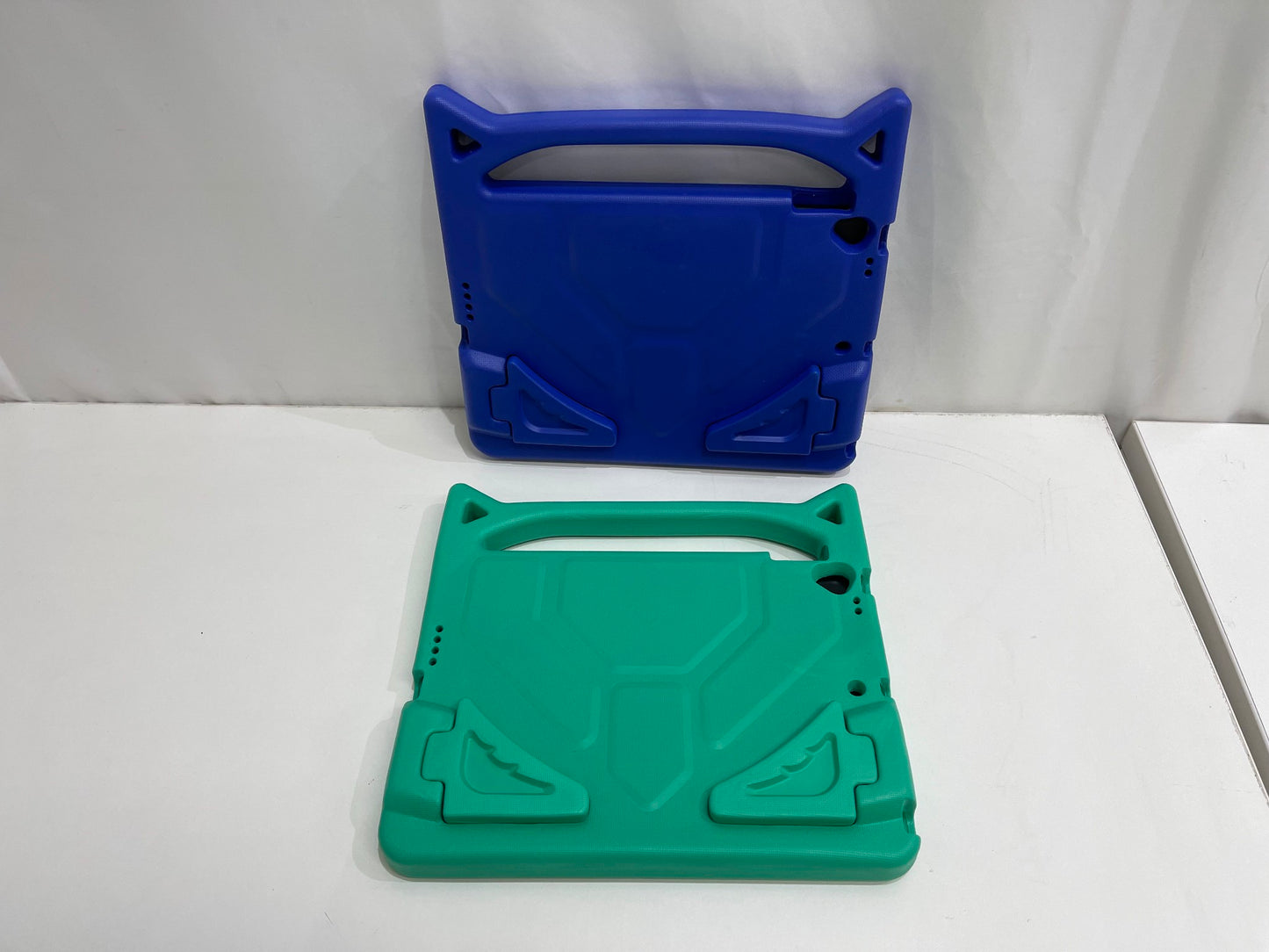 Set Of 2-Play Learn Create Kids 10.2" Ipad Cases Green & Blue Handle Cat Ears NEW