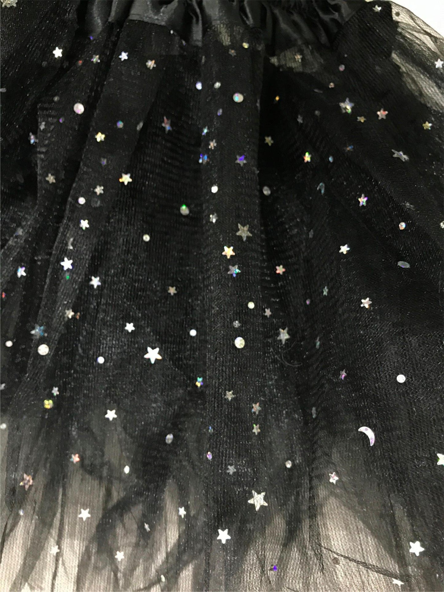 Girls Black Tutu Holographic Moons & Stars - Fits Kids Ages 4-12 NEW