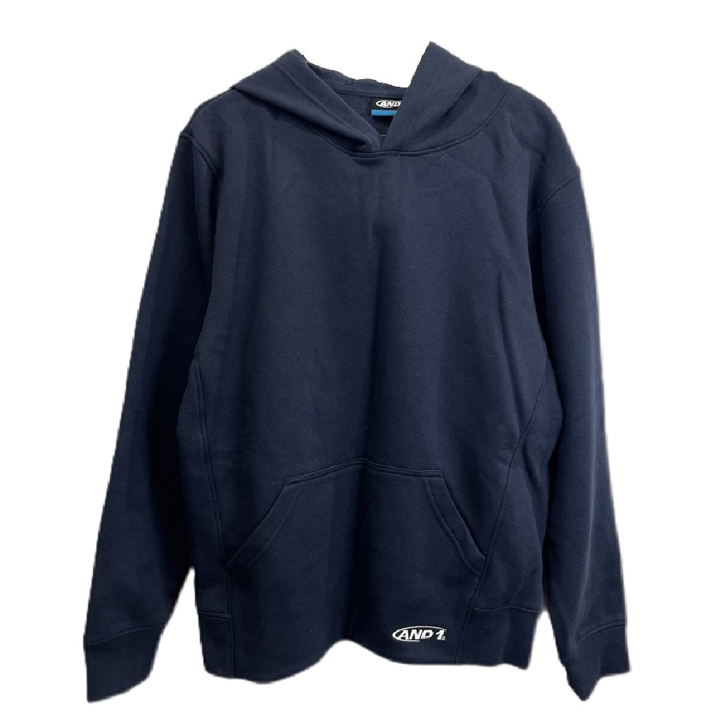 AND1 Cotton Blend Fleece-Lined Navy Blue Pullover Hoodie Various Sizes NEW