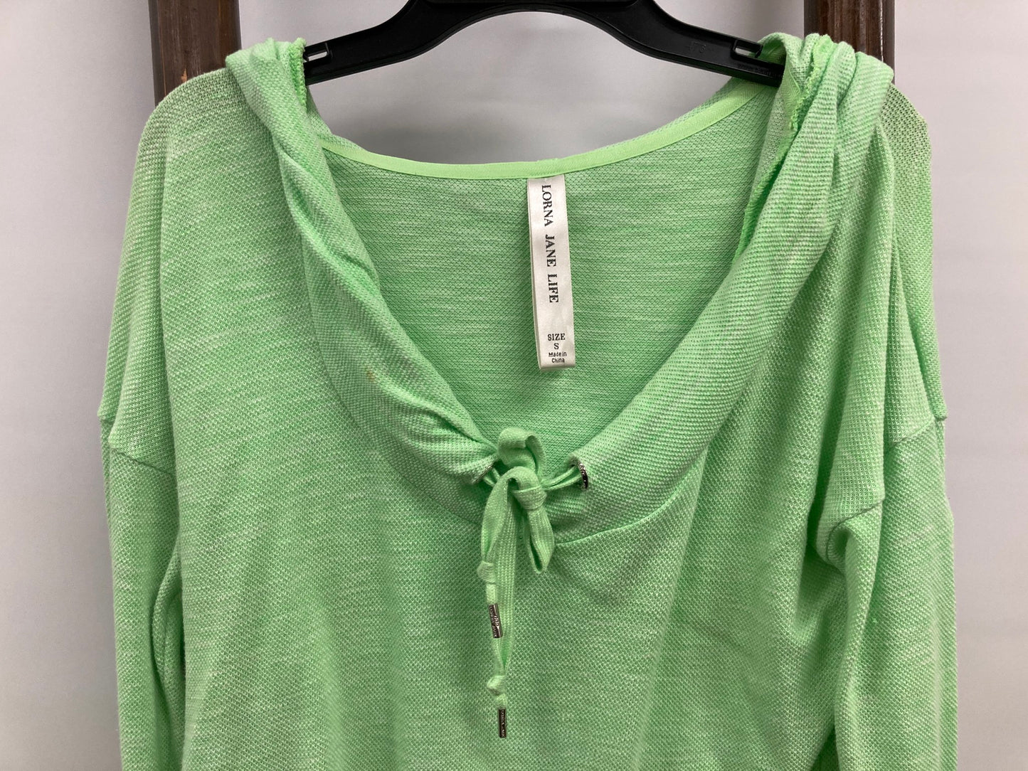 Lorna Jane Relaxed Neck Hoodie Lime Green L/S Top Ladies Sz S *Tvshow