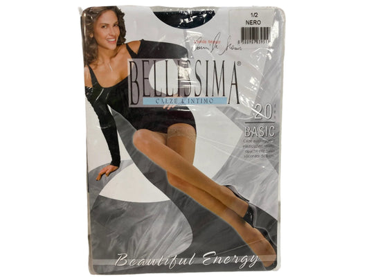 Bellissima Calze & Intimo Opaque Black Sheer Hold Up Stocking Sz Xs/S NEW