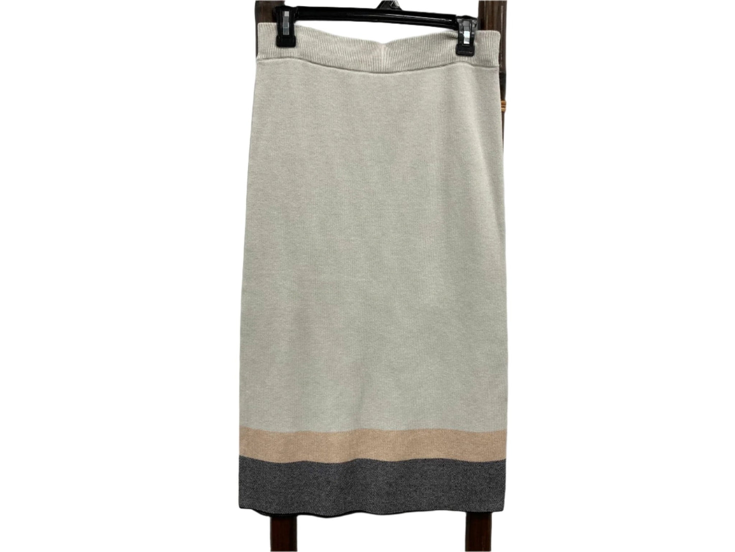 Marco Polo Sample Cotton Wool Straight Skirt Creme W/Trim Ladies Sz S Rp$120 NEW