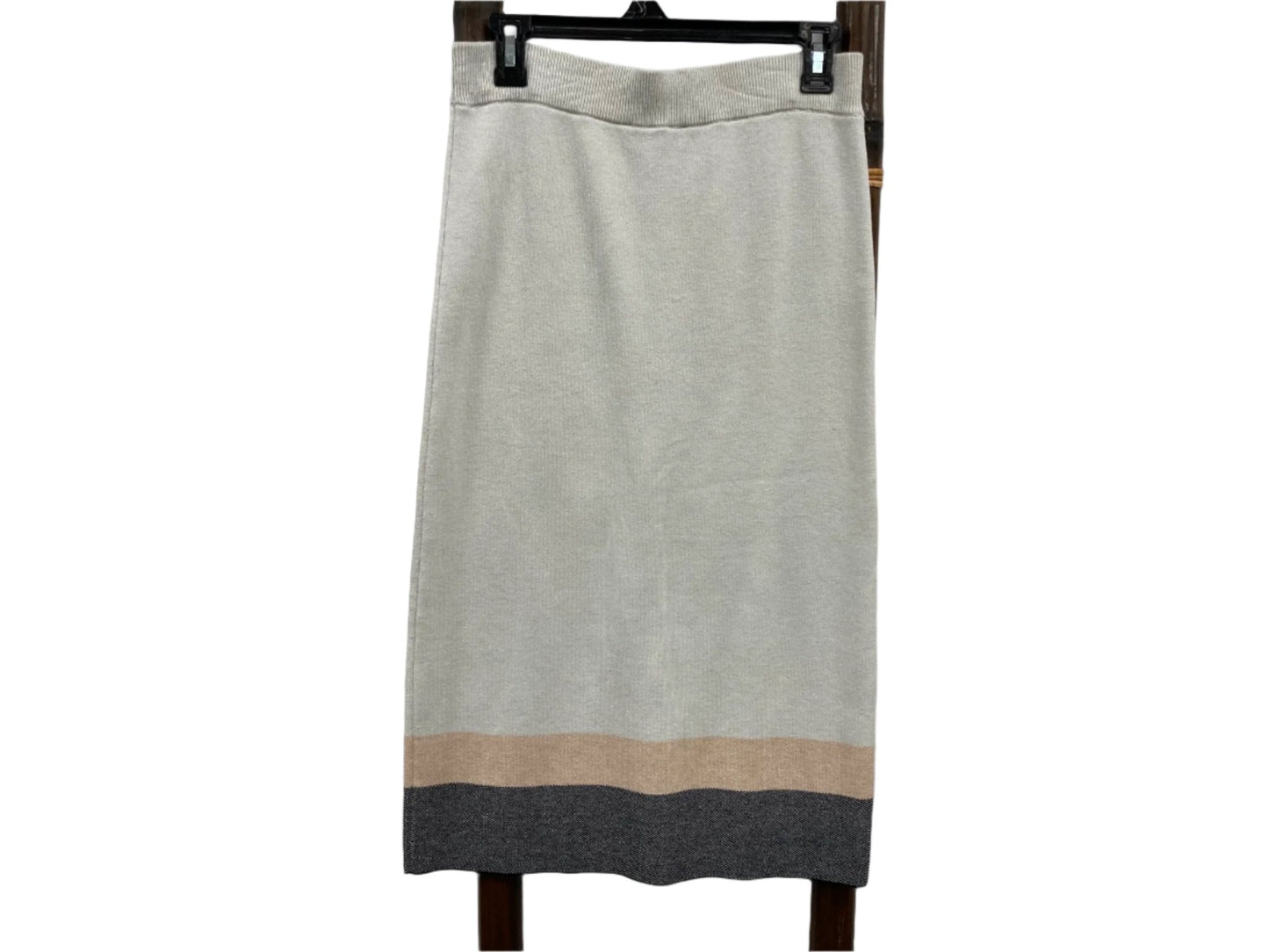 Marco Polo Sample Cotton Wool Straight Skirt Creme W/Trim Ladies Sz S Rp$120 NEW