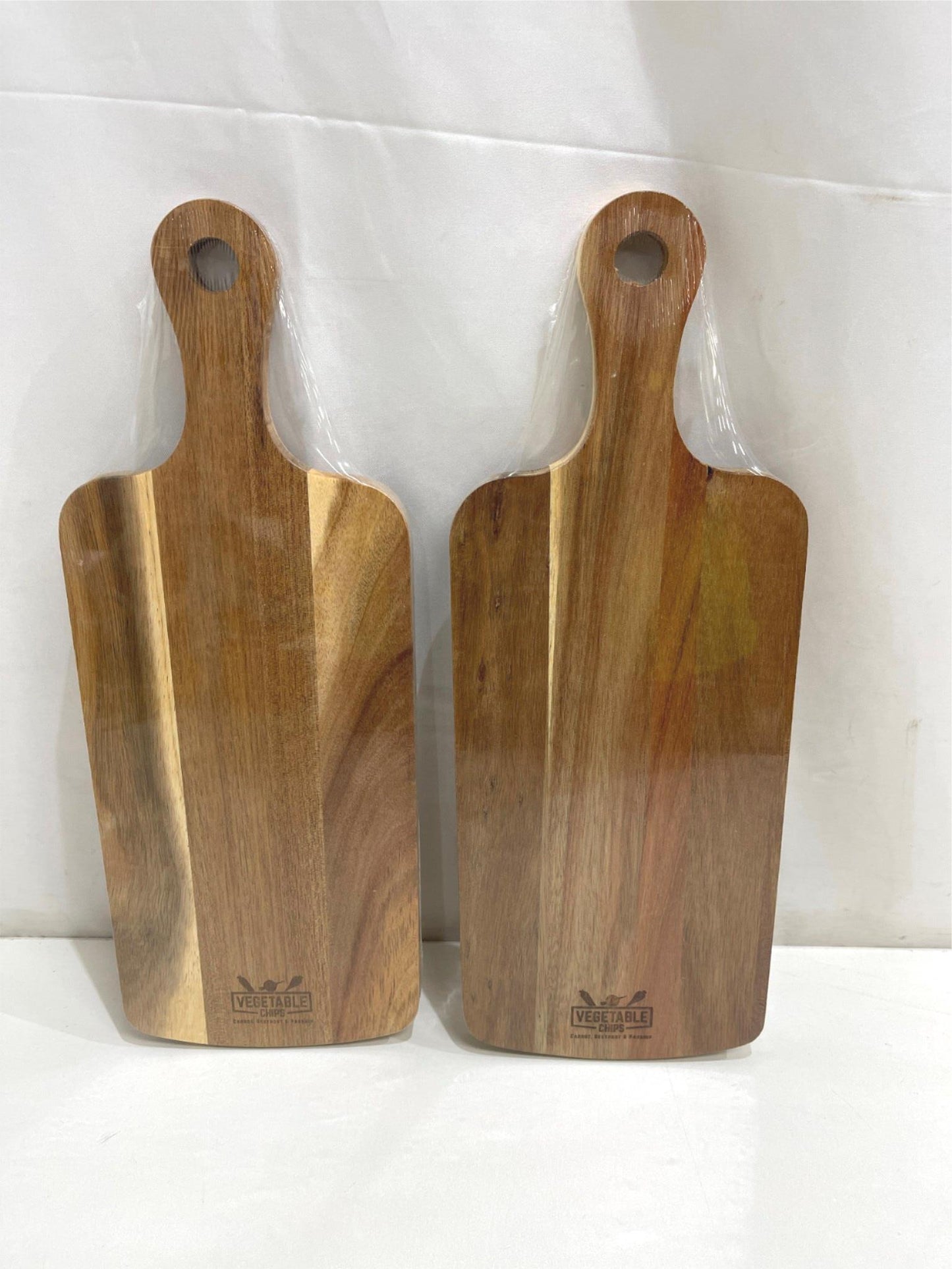 Set Of 2 Natural Acacia Wood Serving Platters 40Cm X 15Cm NEW